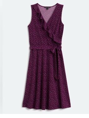 41 Hawthorn purple   Polka Dot Sleeveless Midi Wrap Dress